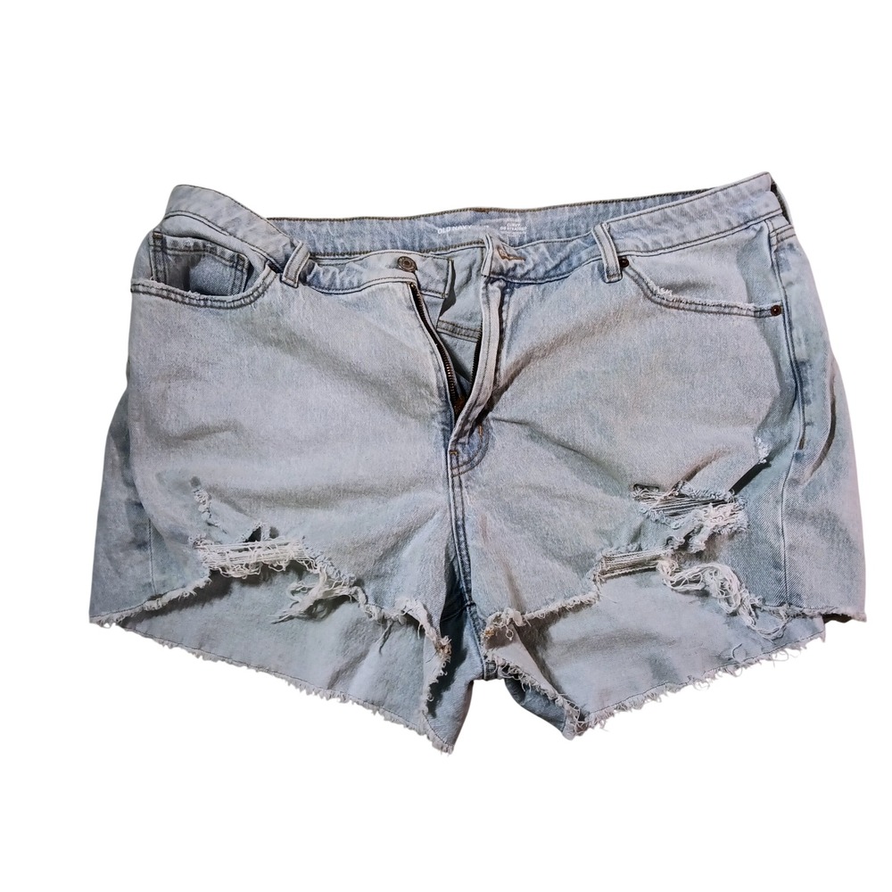 Old Navy Curvy OG Straight Light Wash Distressed Denim Jean Shorts Womens 18